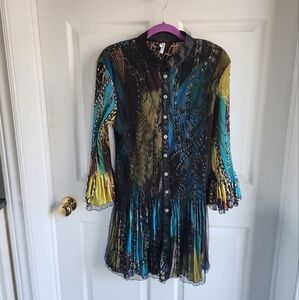 Lindi Jewel tone Eclectic Artsy Whimsigoth Crinkle Dress Tunic